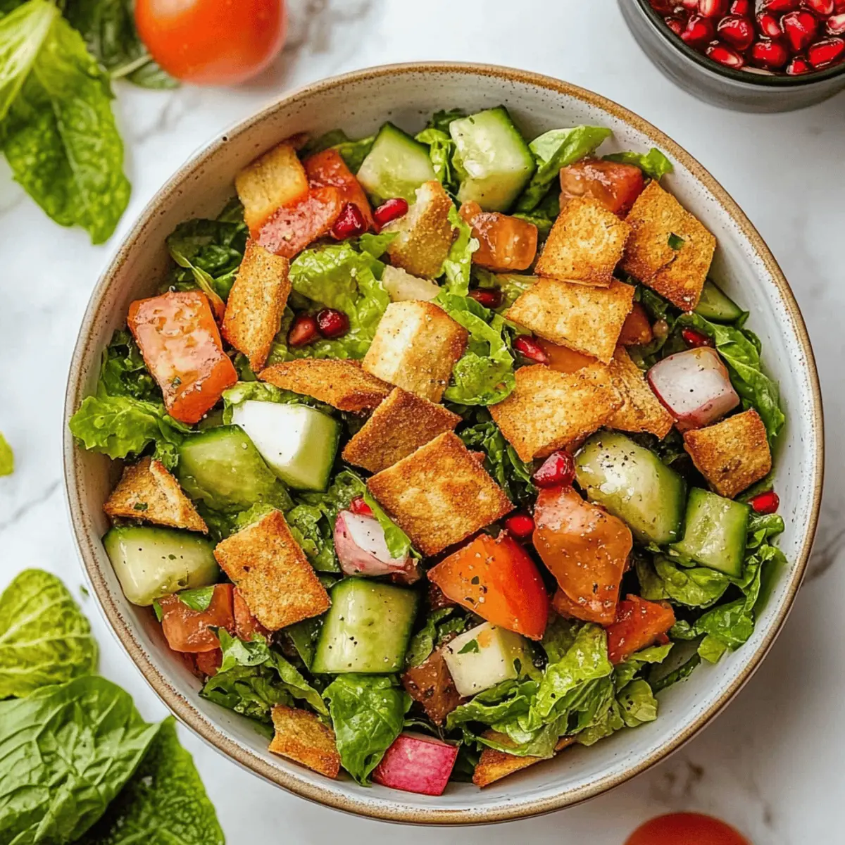 Fattoush Salad with Crispy Pita Chips and Pomegranate Molasses Dressing