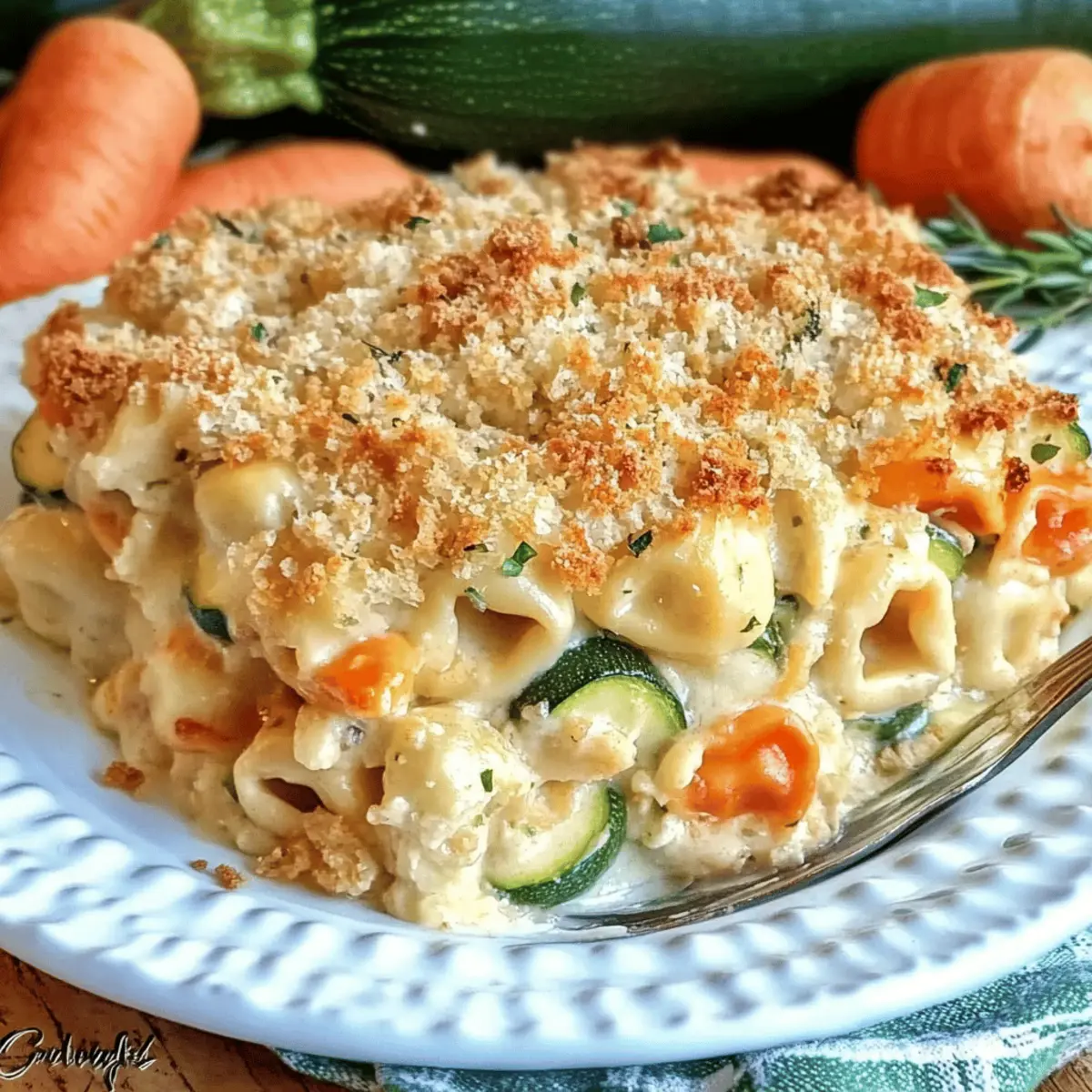 Cheesy Tortellini Zucchini Casserole with Stuffing Mix