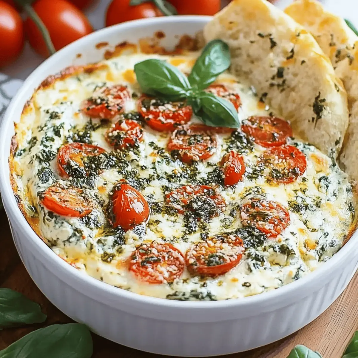 Hot Cheesy Caprese Dip