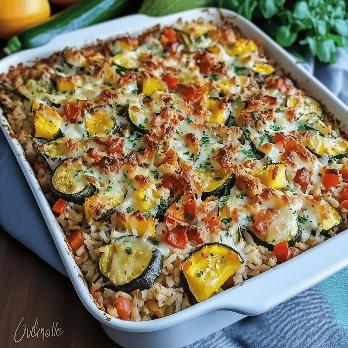 Loaded Zucchini, Squash and Rice Bake