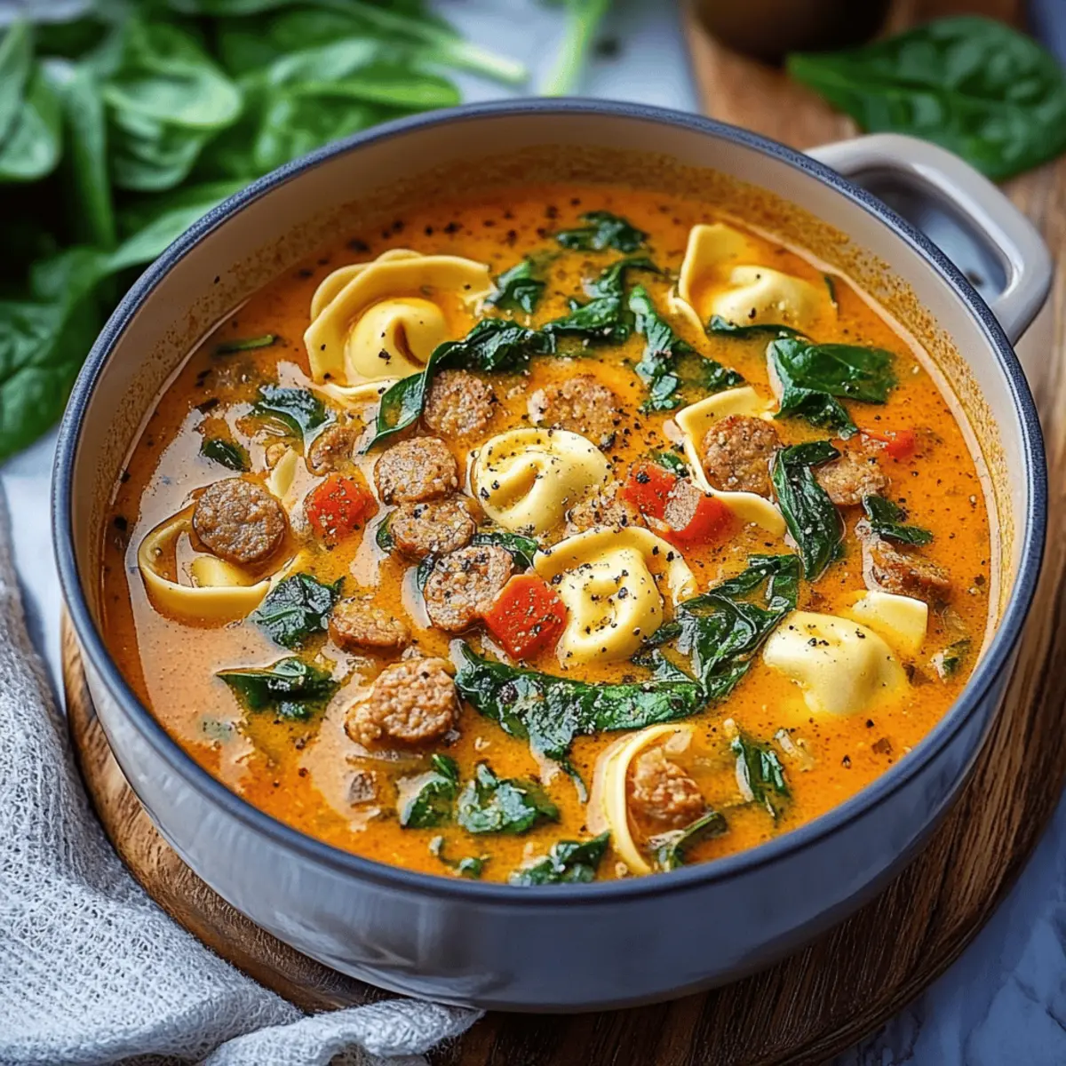 Sausage Spinach Tortellini Soup