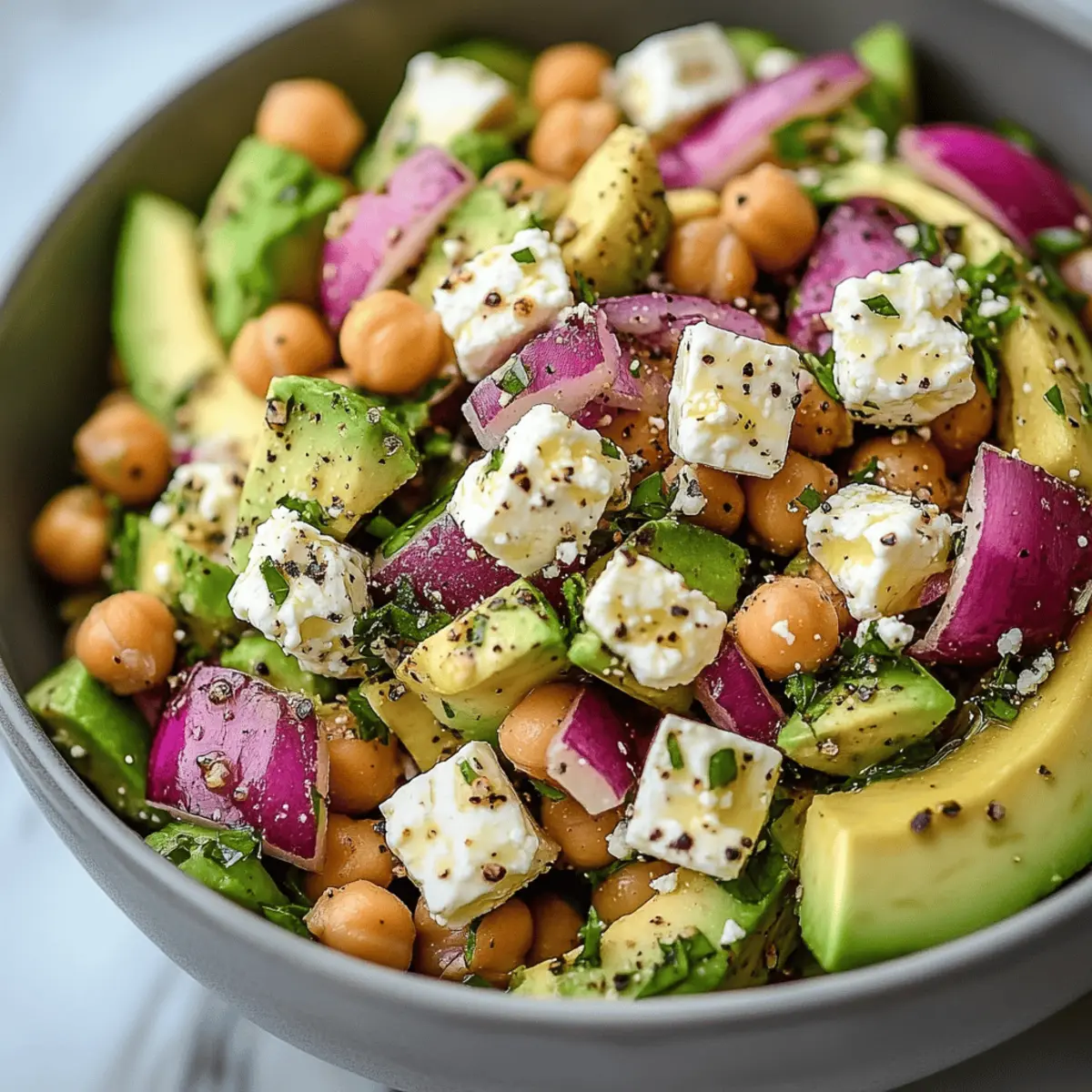 Chickpea Feta Avocado Salad