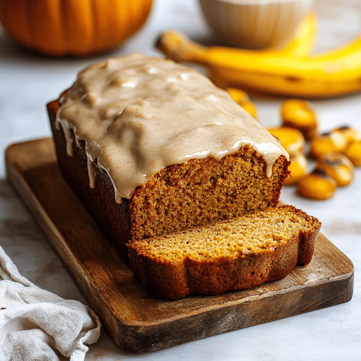 Pumpkin Banana Bread with Maple Glaze
