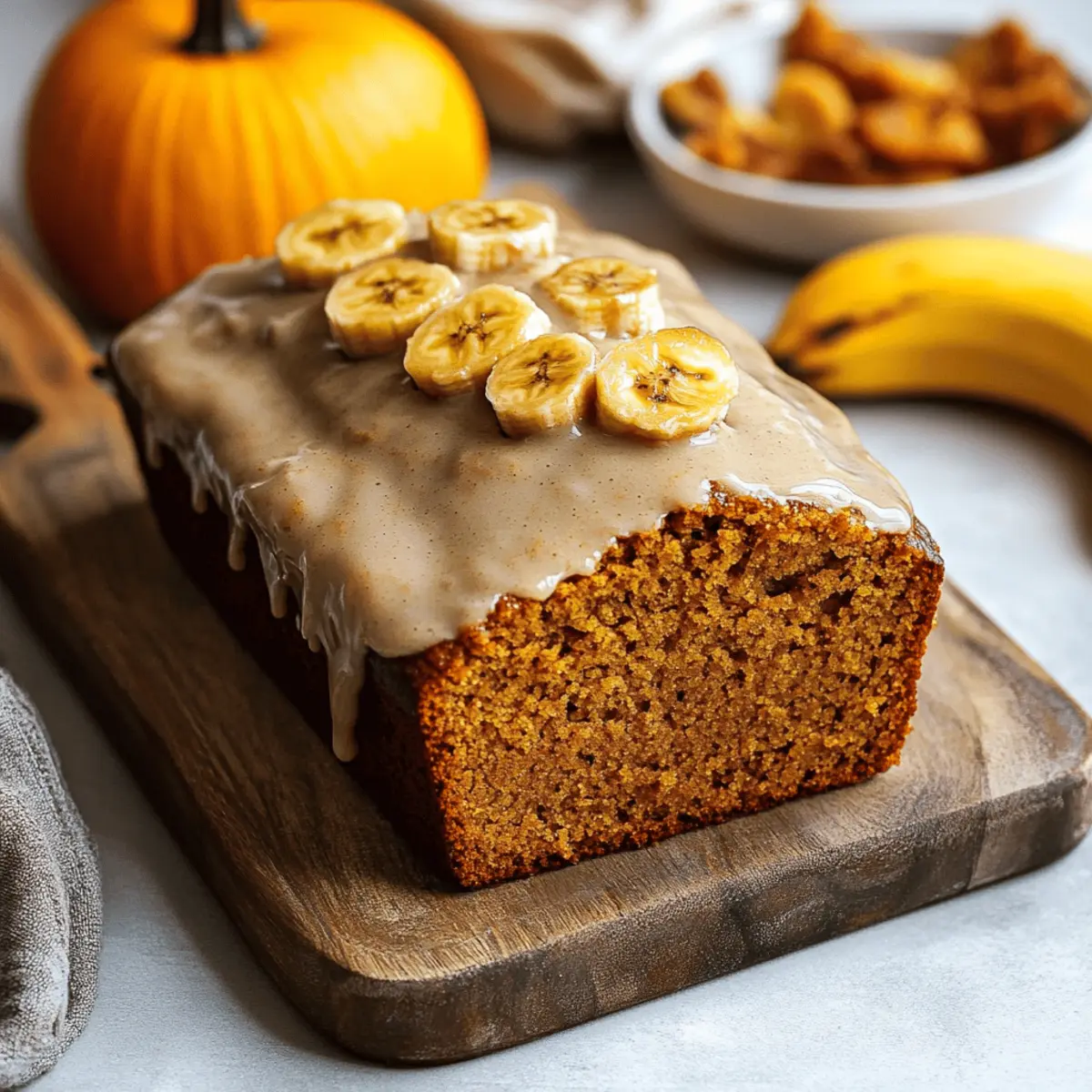 Pumpkin Banana Bread with Maple Glaze