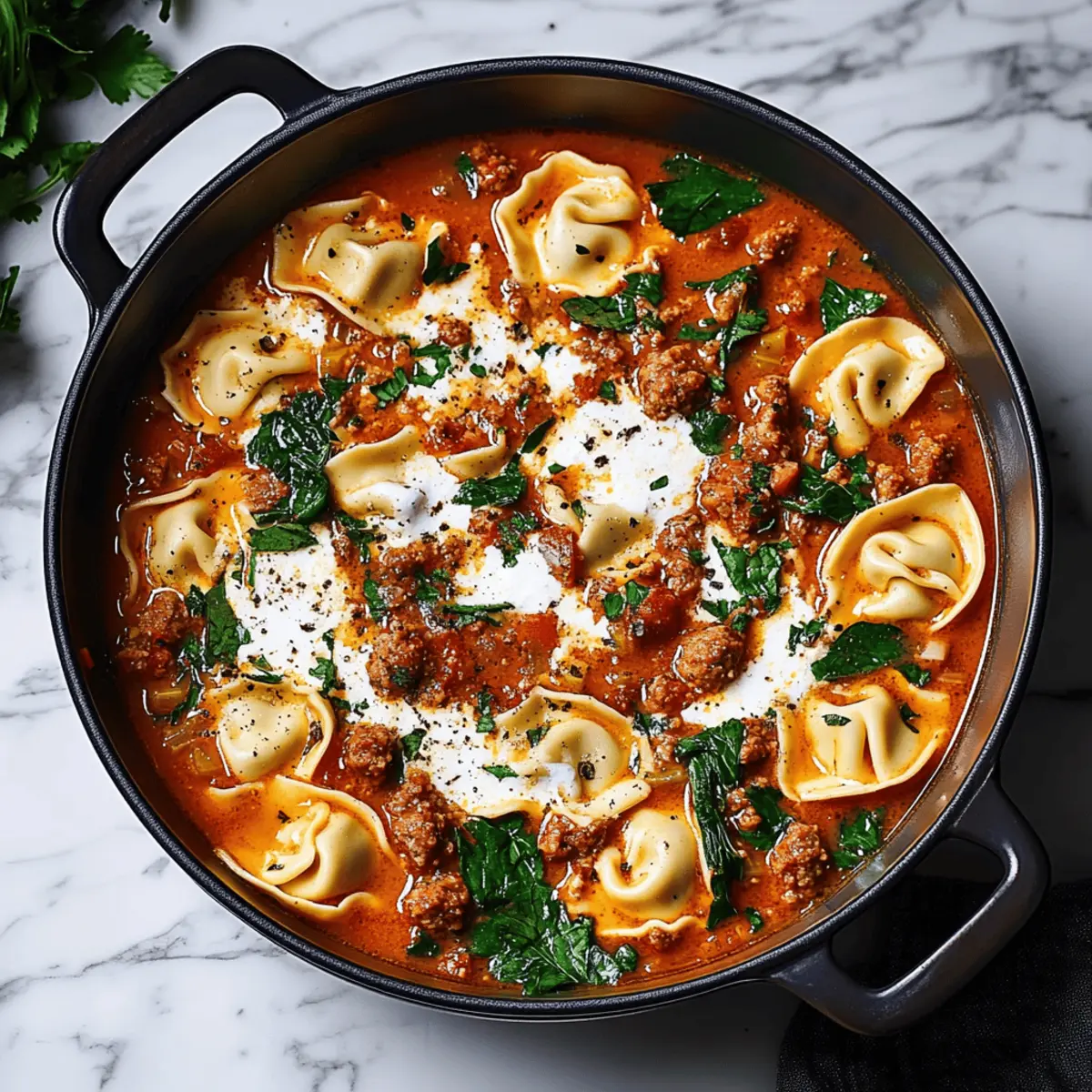Creamy Sausage Tortellini Soup