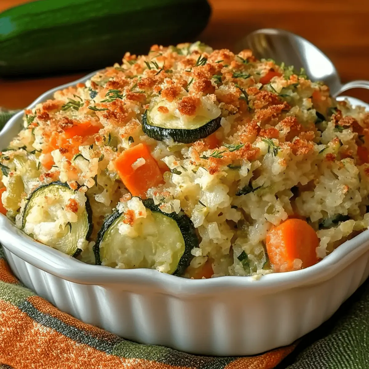 Zucchini Rice Casserole with Stuffing Mix