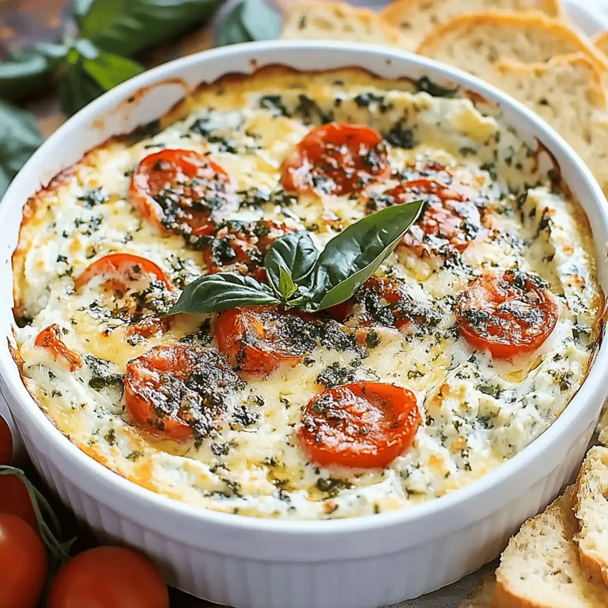 Hot Cheesy Caprese Dip