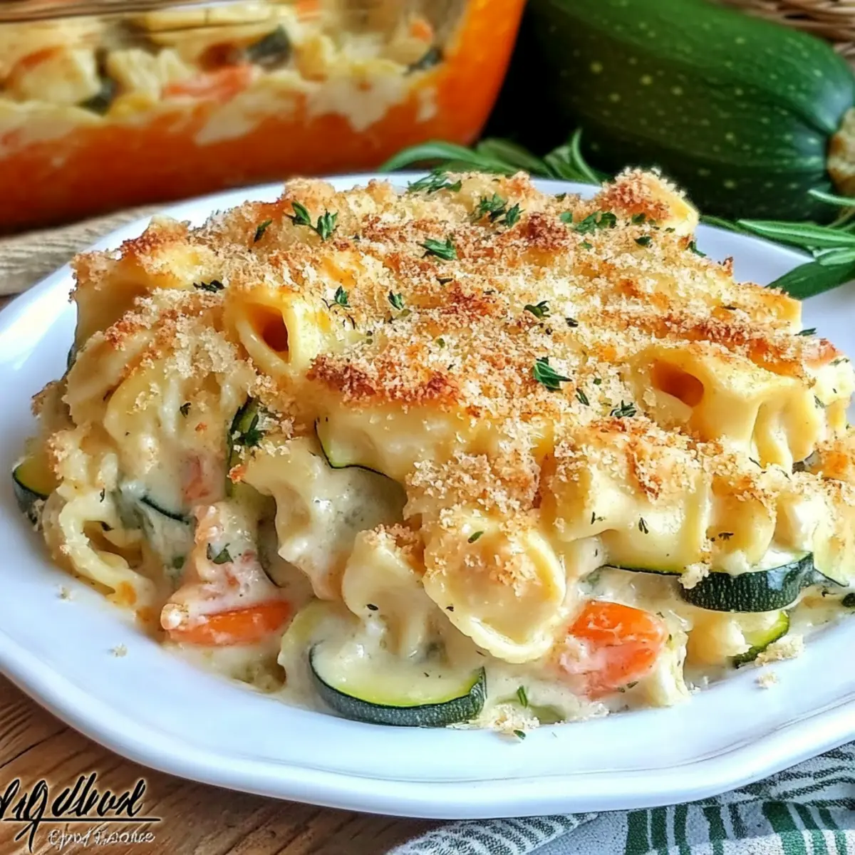 Cheesy Tortellini Zucchini Casserole