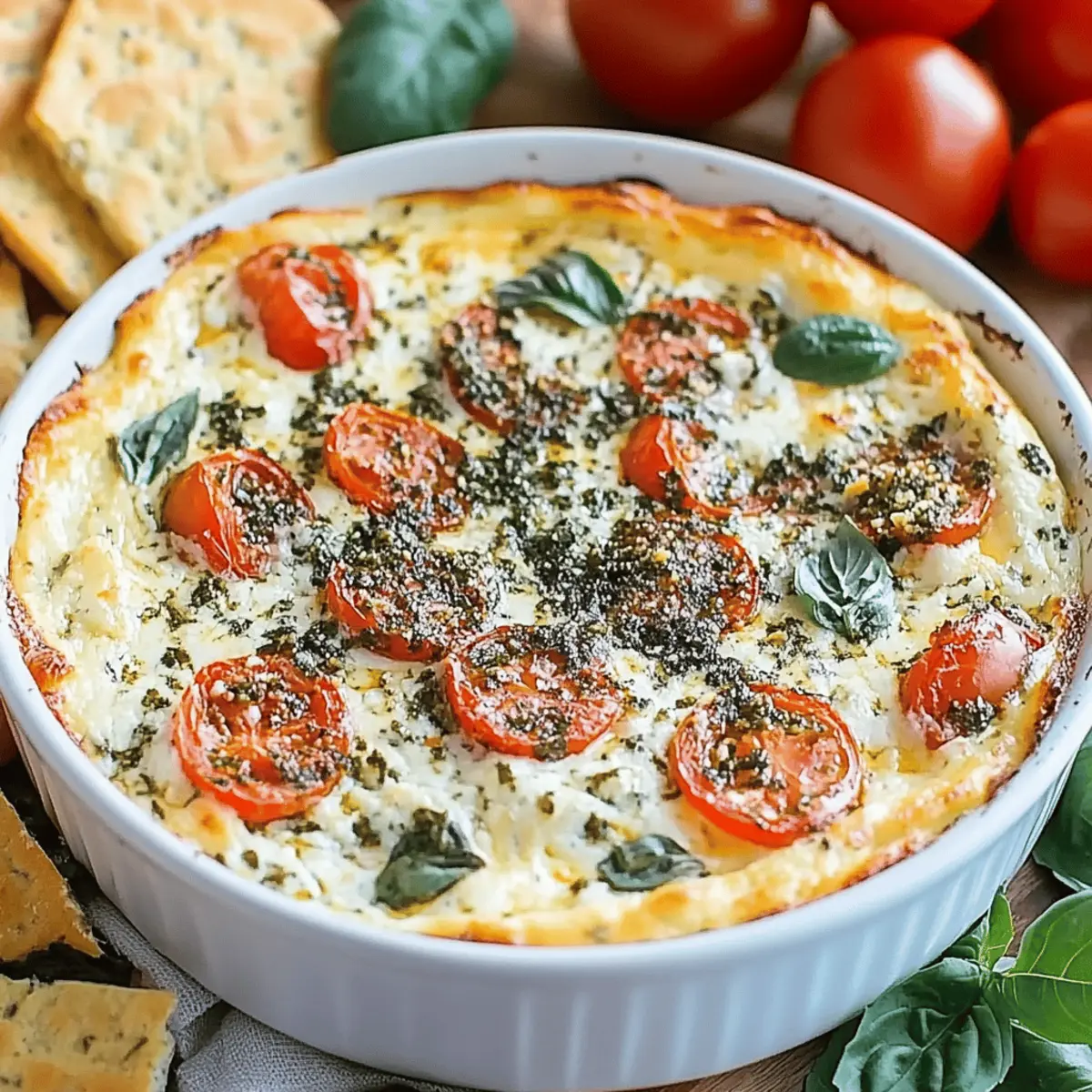 Hot Cheesy Caprese Dip