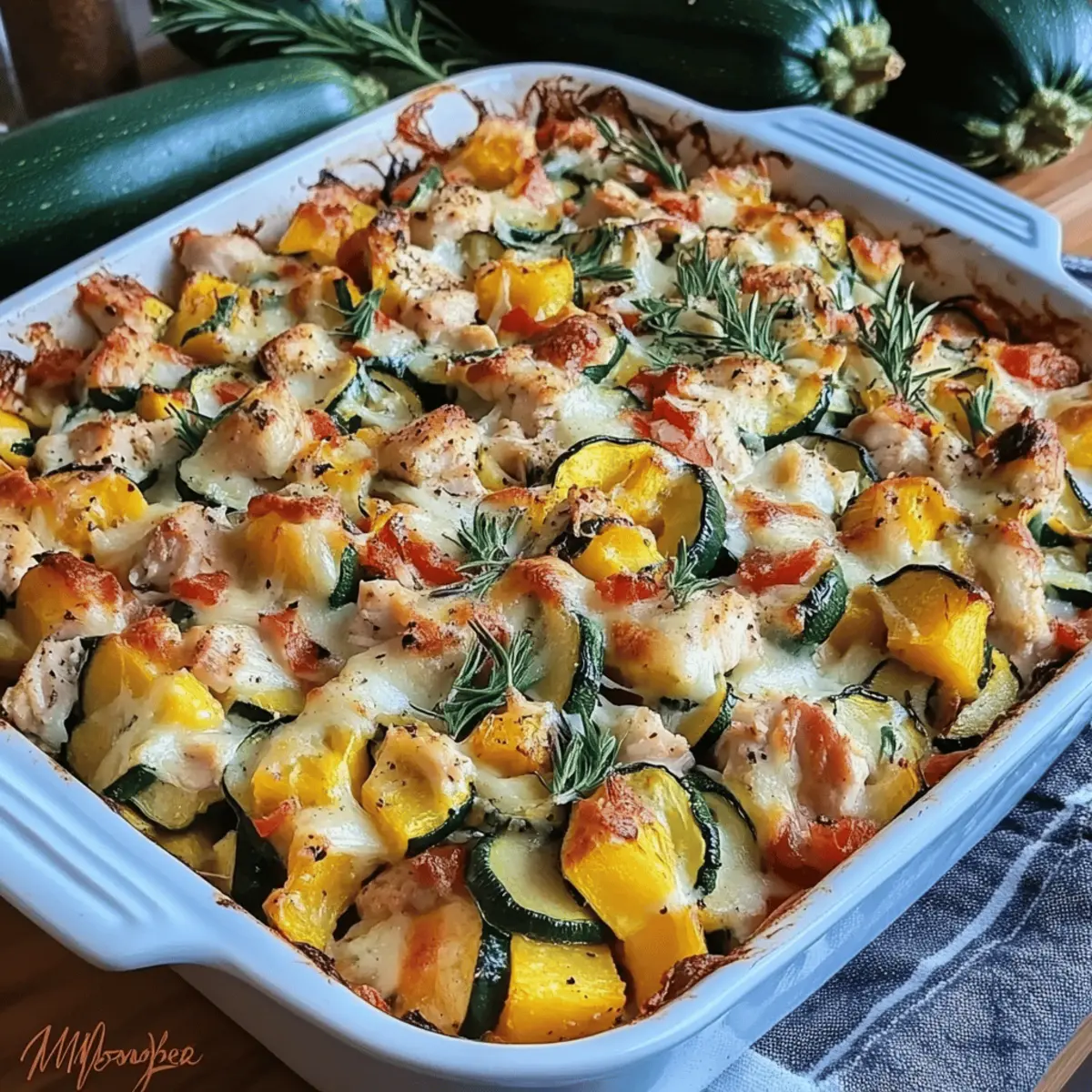 Loaded Chicken Zucchini and Squash Bake