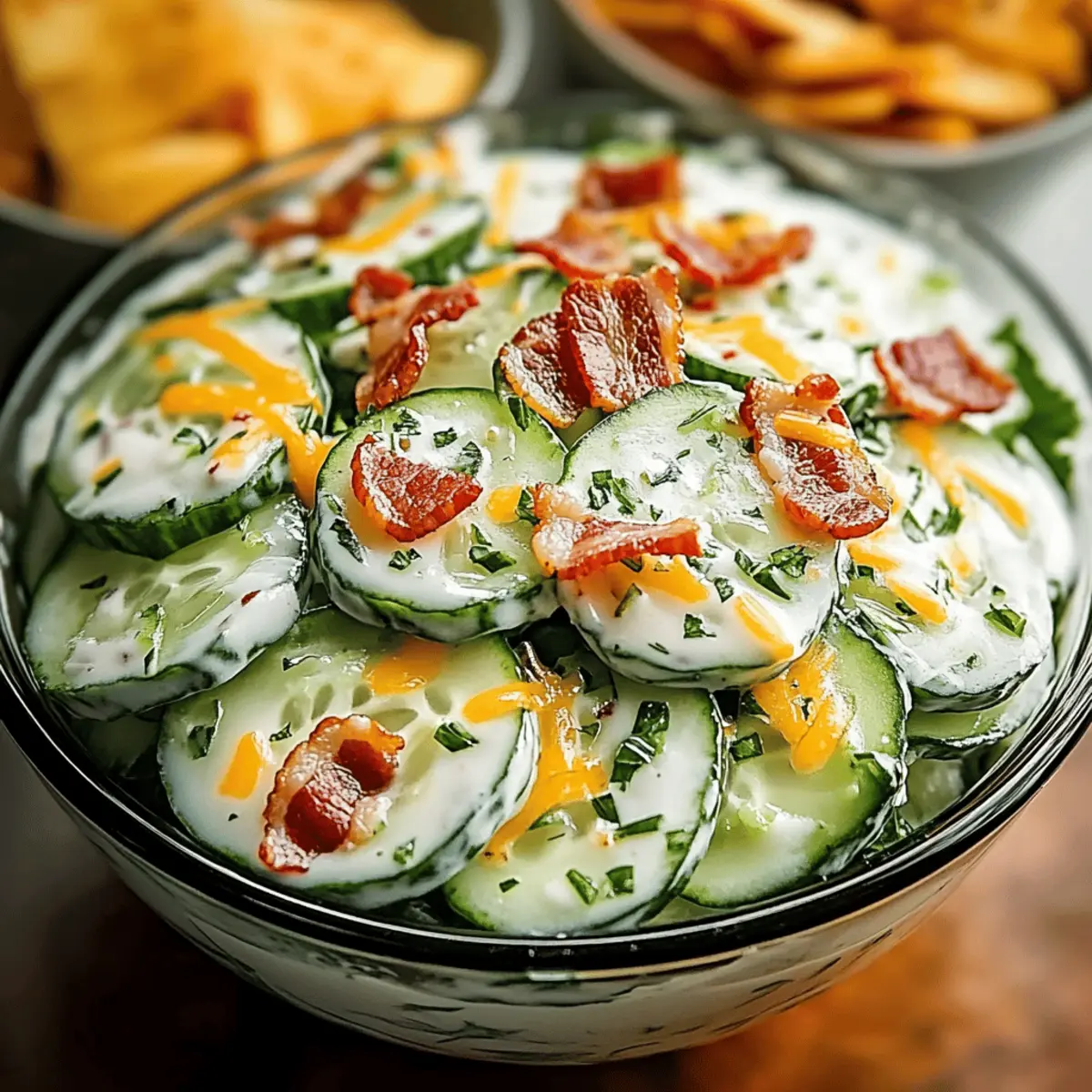 Creamy Cucumber Salad with Bacon and Cheese