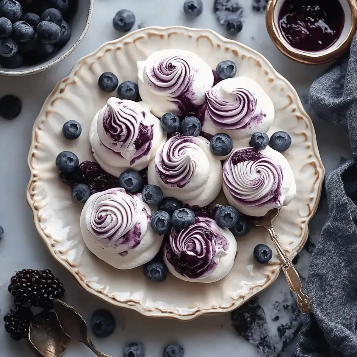 Blueberry Swirl Meringue Cookies