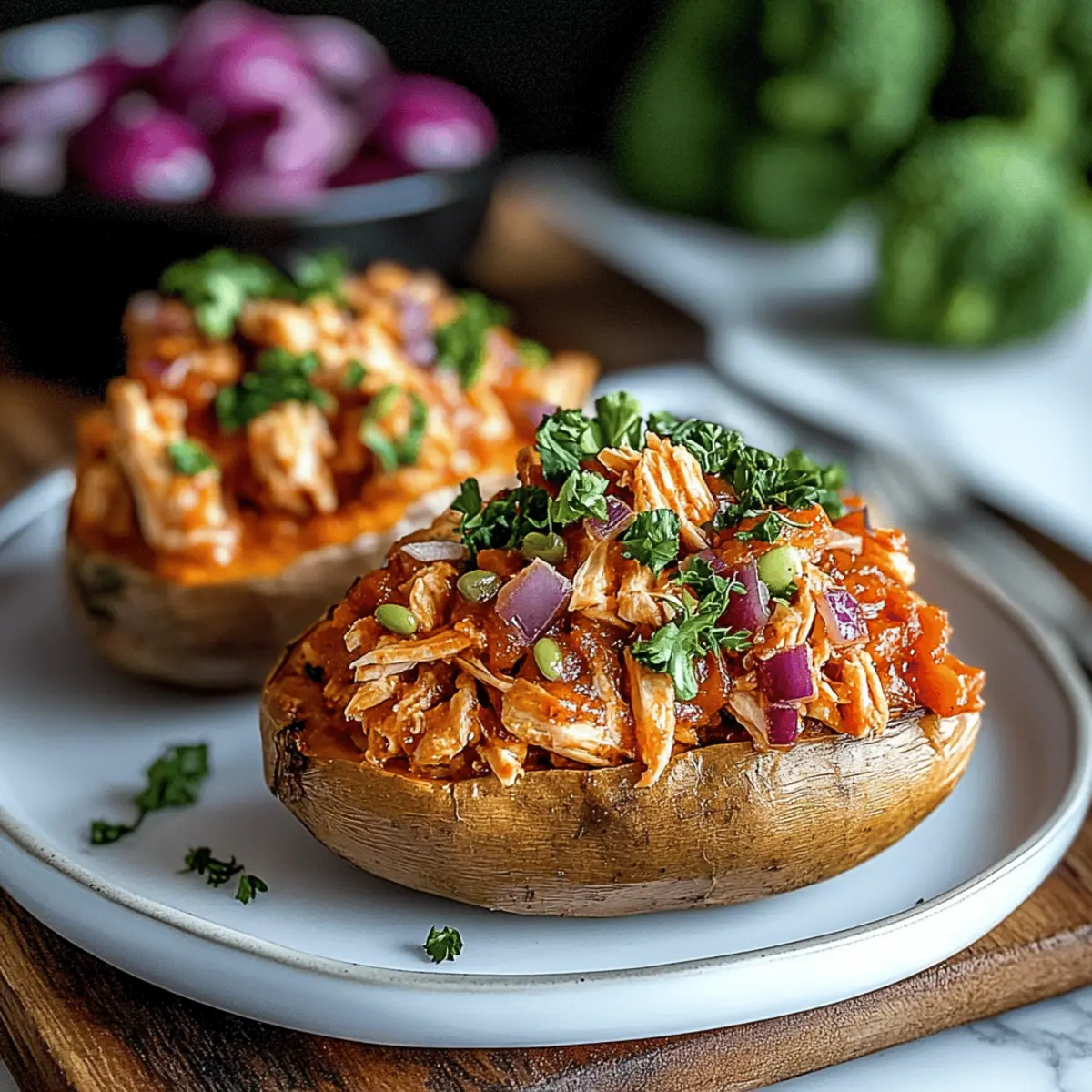 BBQ Chicken Stuffed Sweet Potatoes