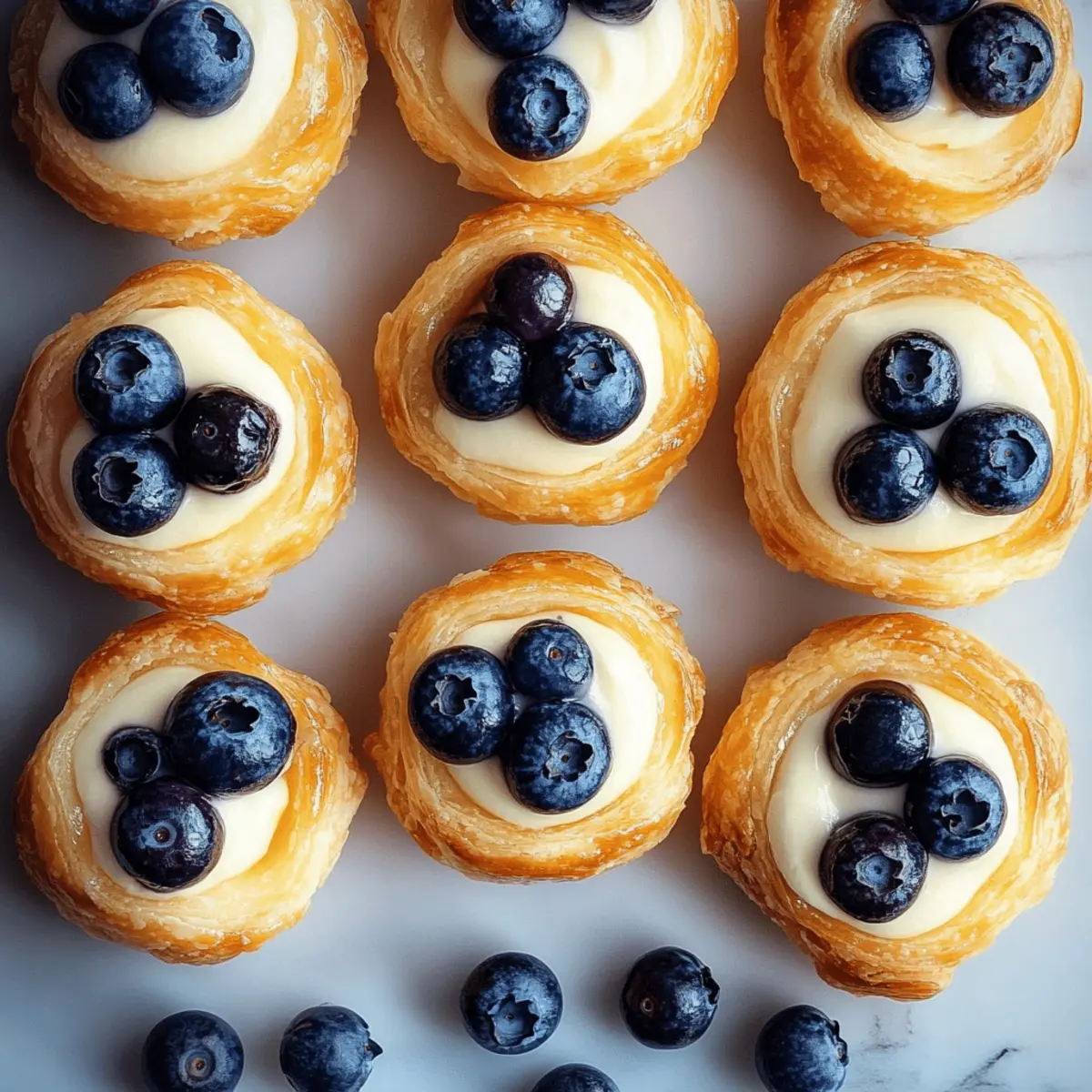 Blueberry Pastry Rings with Vanilla Cream