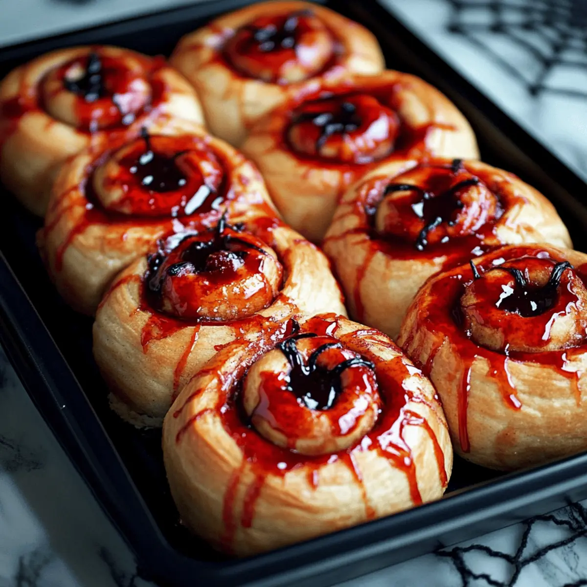 Halloween Breakfast Bloody Guts Cinnamon Rolls