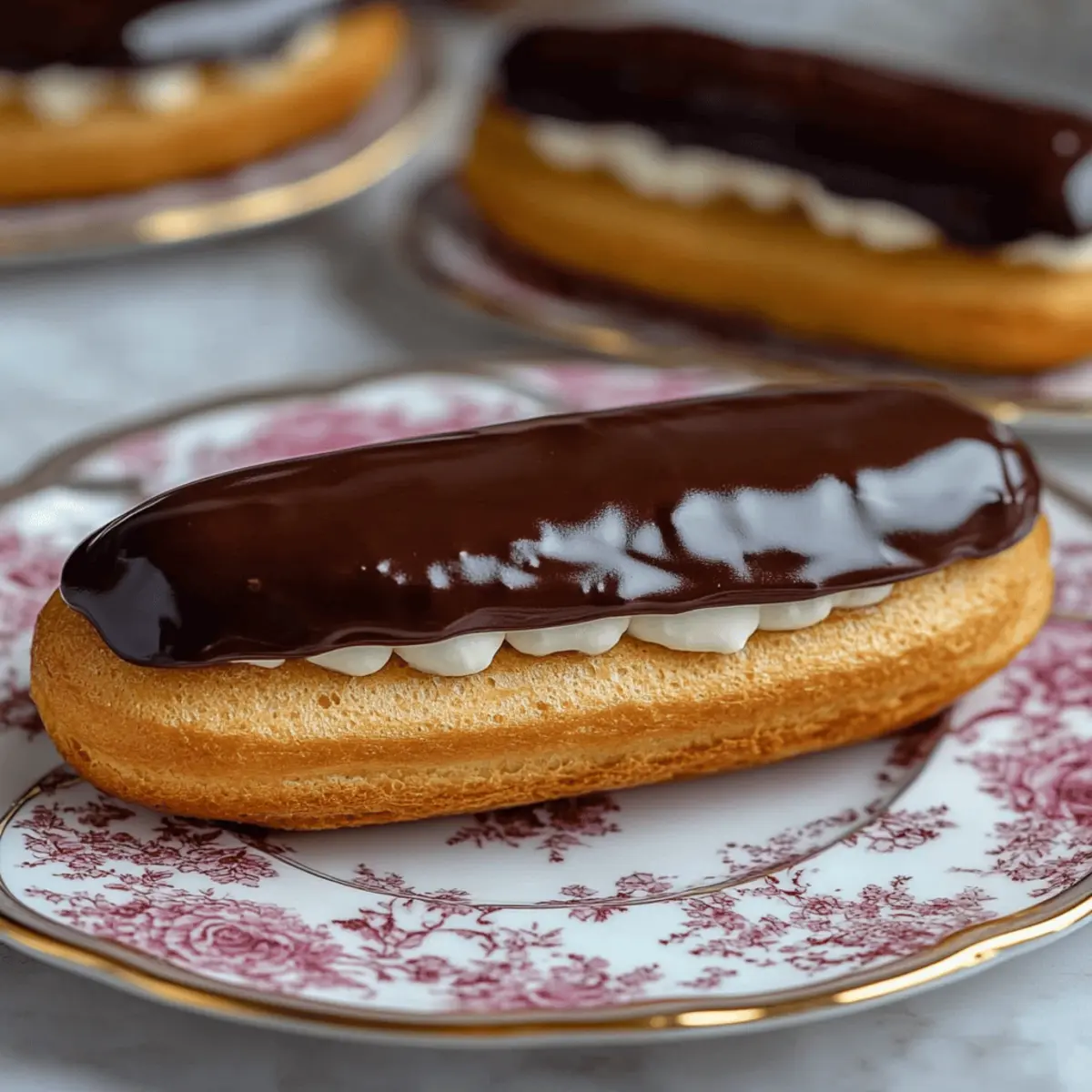 Eclairs with Cream Filling and Chocolate Glaze