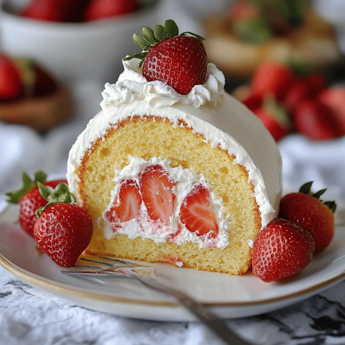 Strawberry and Mascarpone Cream Roll Cake