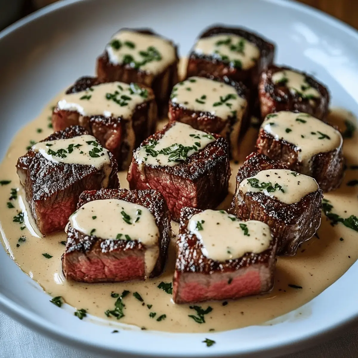 Juicy Steak with Creamy Garlic Sauce