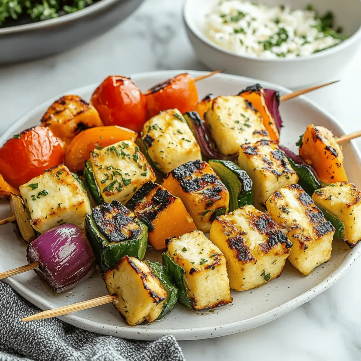 Grilled Greek Halloumi Kebabs