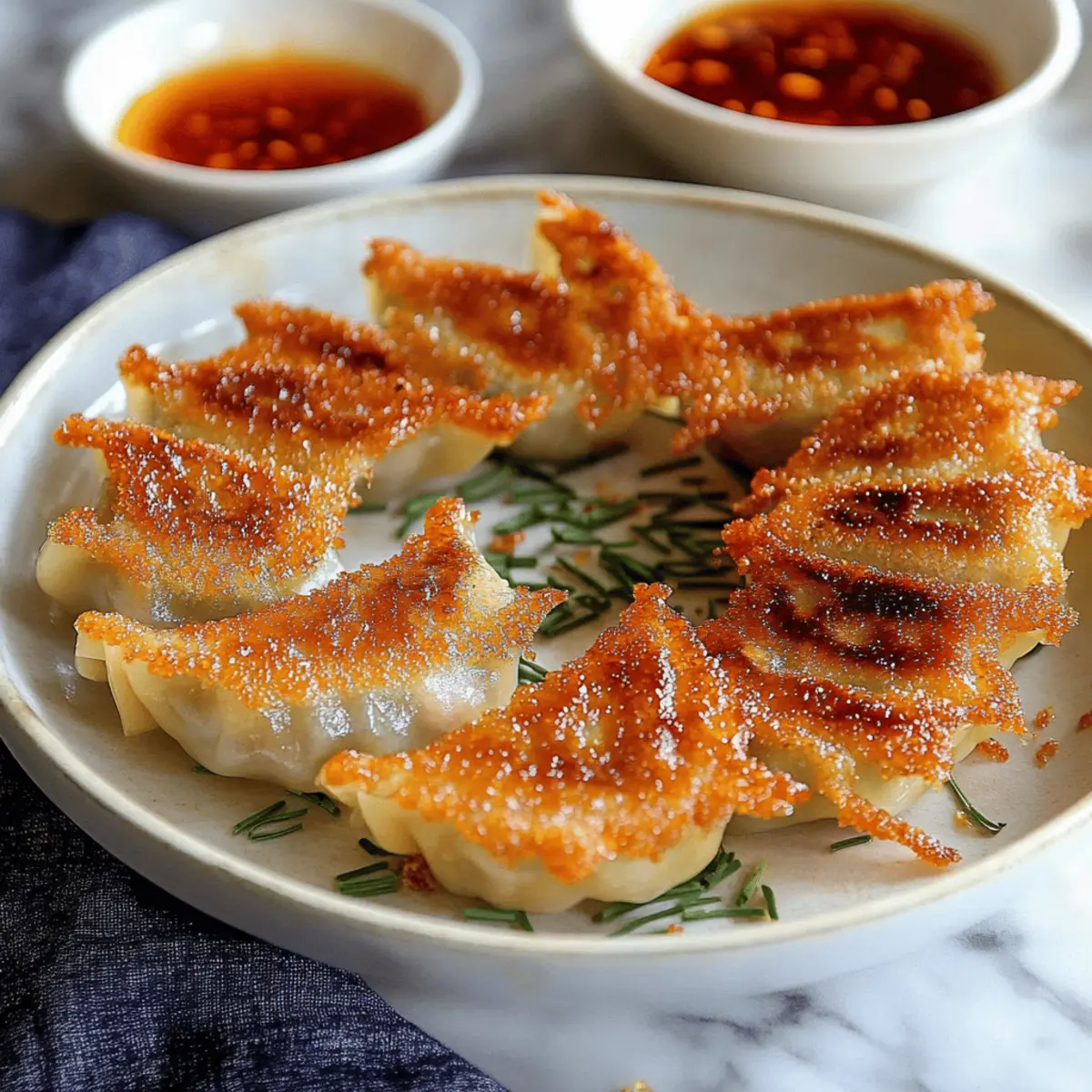 Chicken Potstickers with Crispy Skirt
