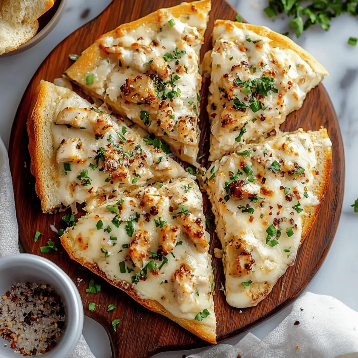 Chicken Alfredo with Garlic Bread