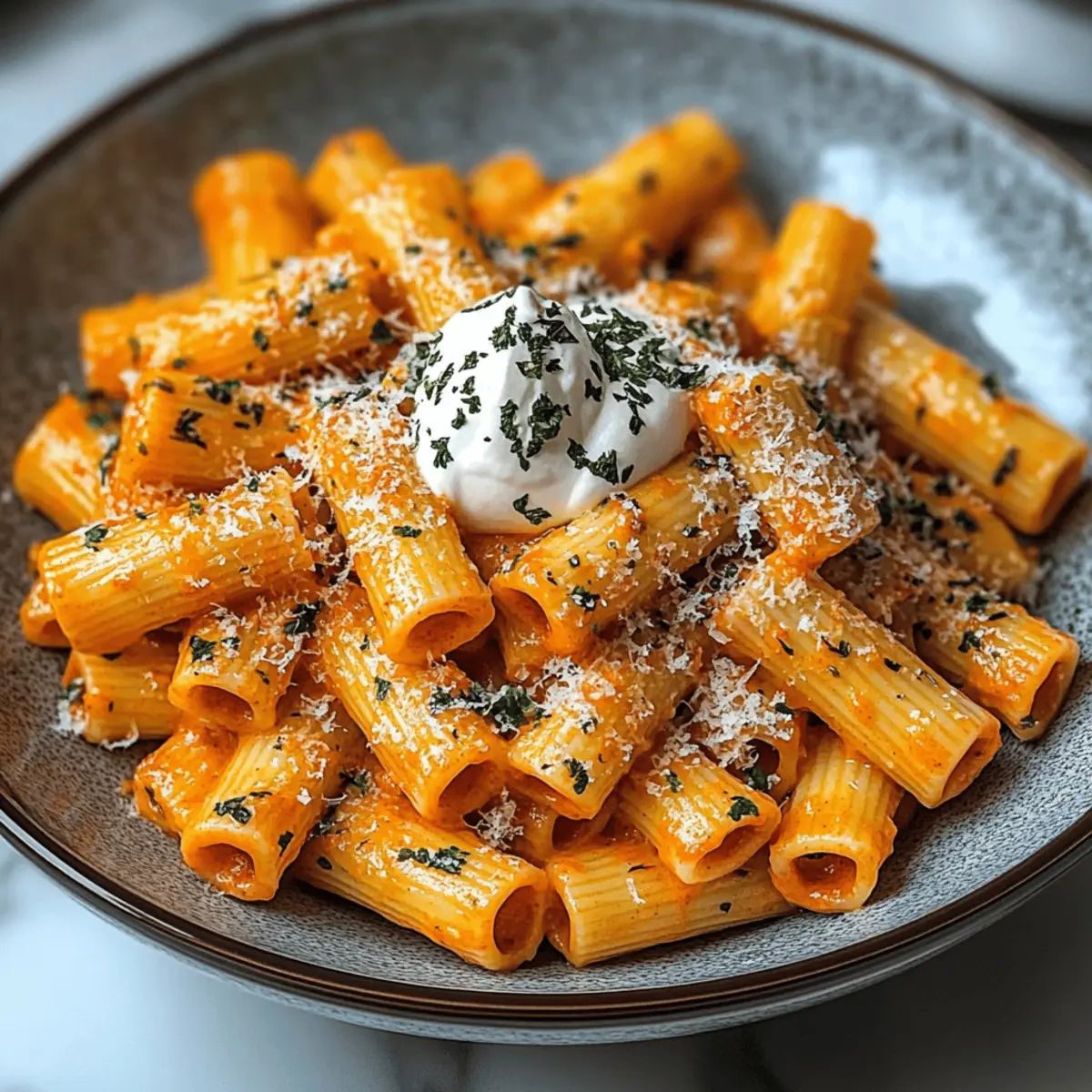 Creamy Tomato Garlic Rigatoni Pasta