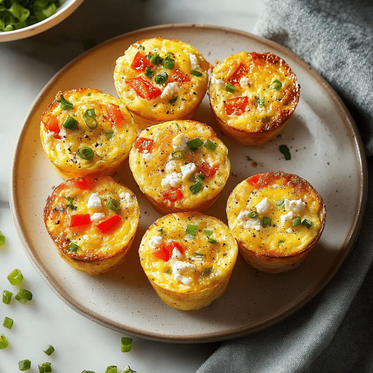 Breakfast Egg Muffins with Red Bell Peppers, Scallions, and Feta