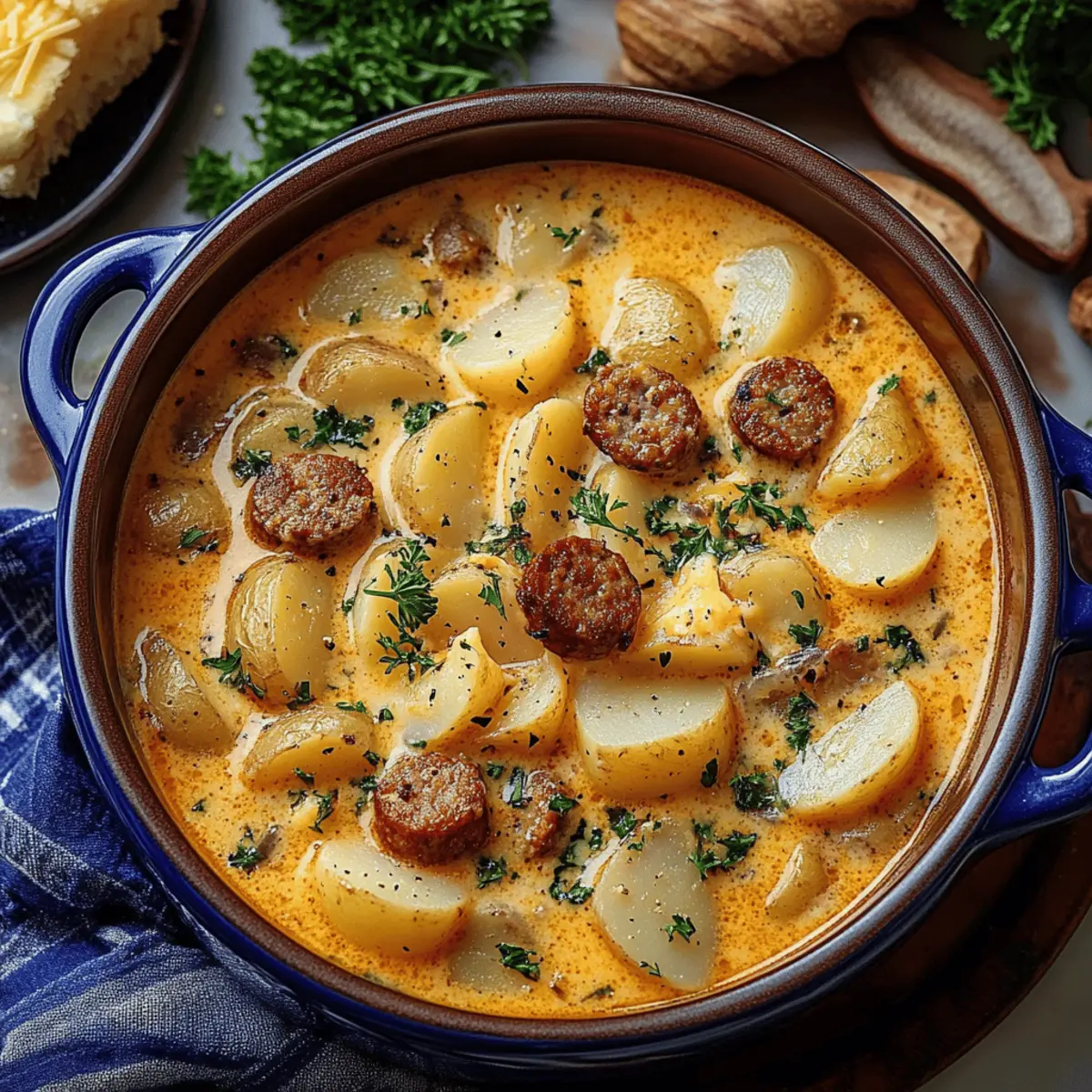 Cajun Potato Soup with Sausage and Cheddar