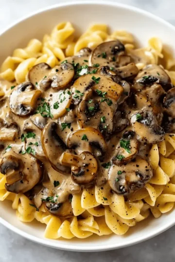 Creamy Mushroom Stroganoff with Egg Noodles