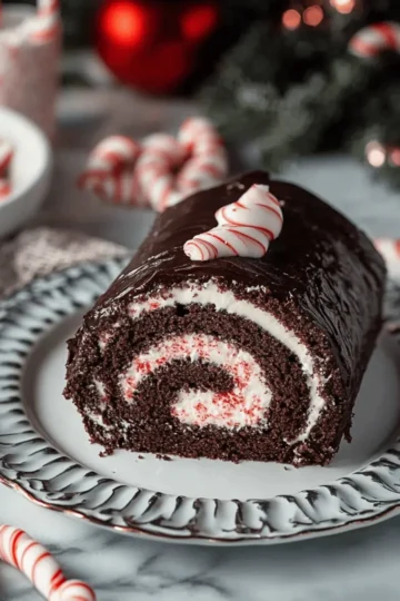 Dark Chocolate Cake Roll With Peppermint Filling