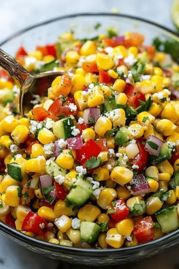 Fresh Corn Salad with Lime Dressing and Cotija Cheese