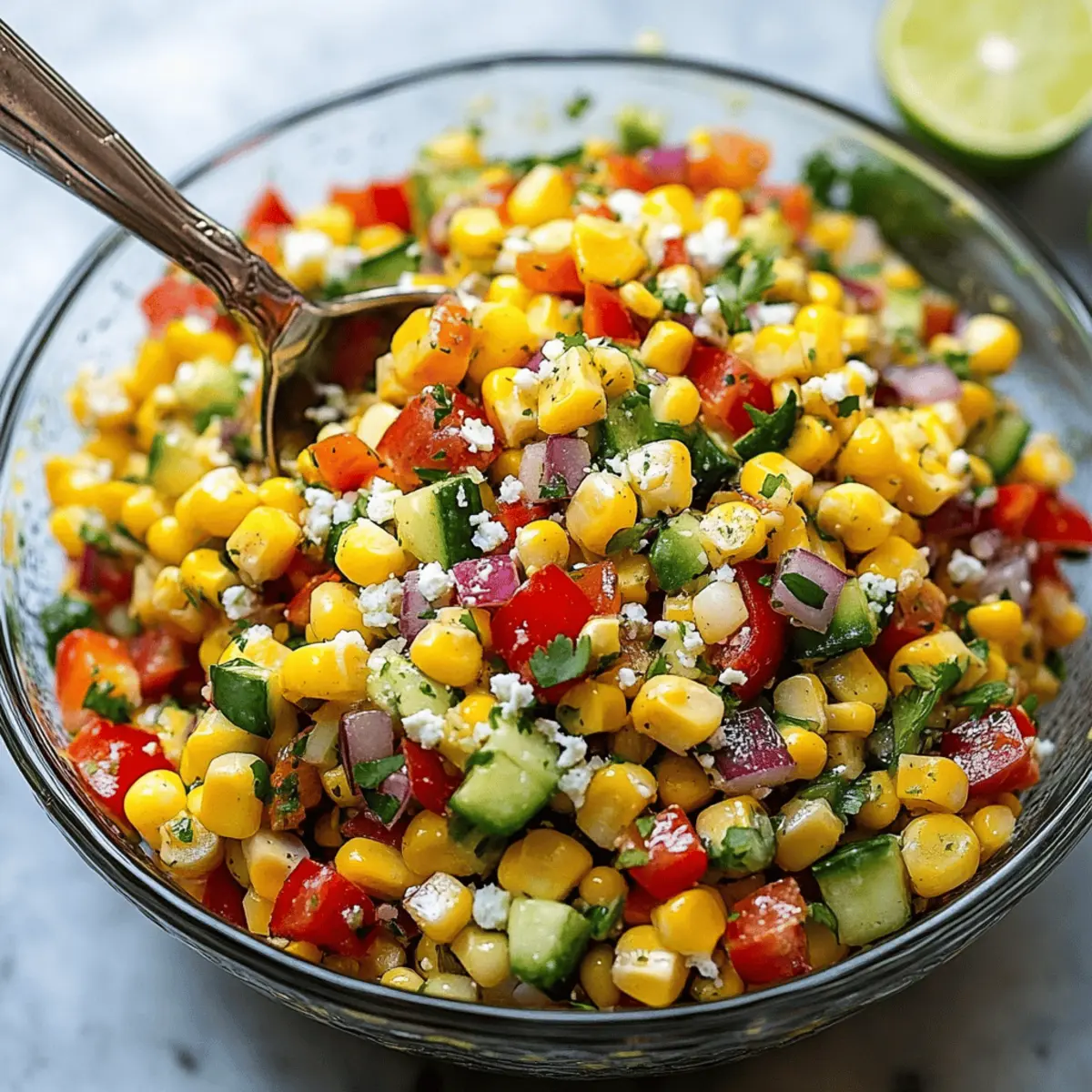 Fresh Corn Salad with Lime Dressing and Cotija Cheese