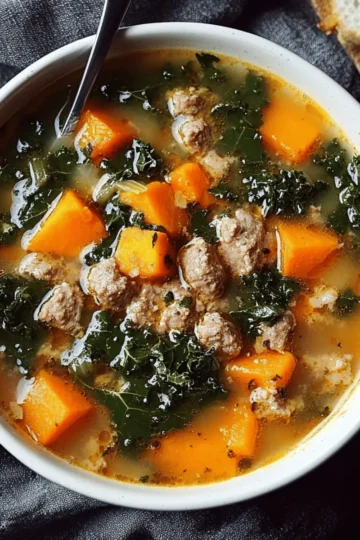 Sausage Sweet Potato & Kale Soup