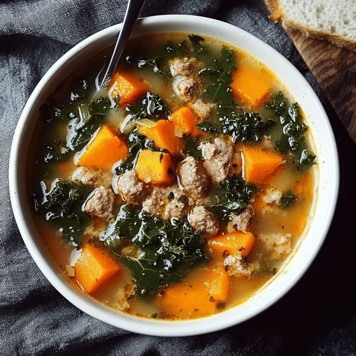 Sausage Sweet Potato & Kale Soup