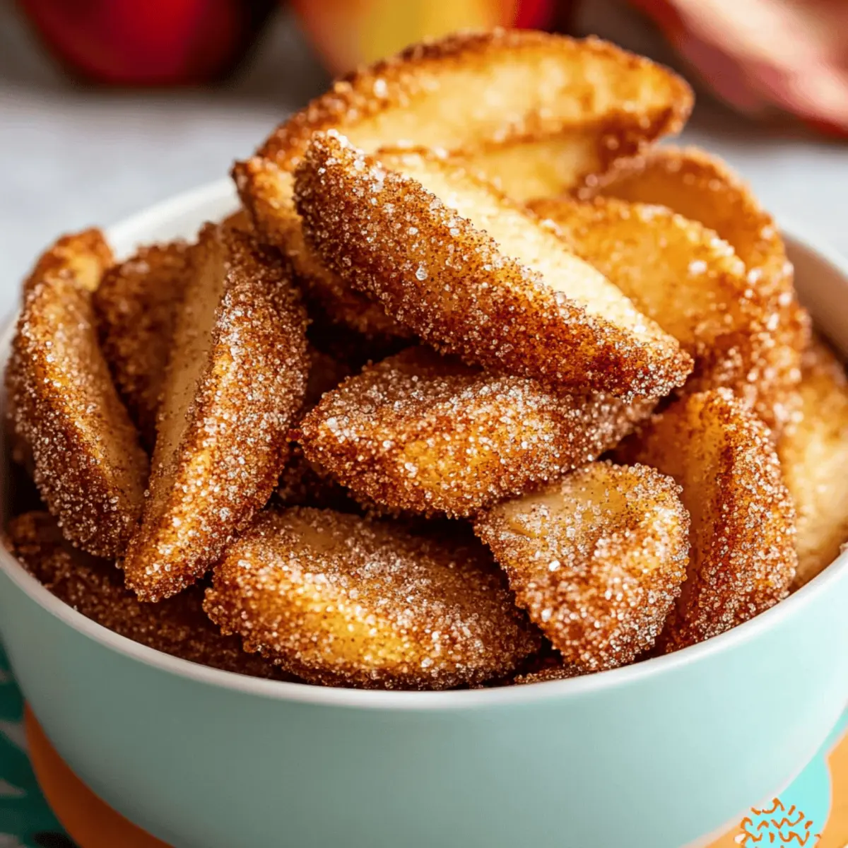 Air Fryer Apple Fries with Cinnamon Sugar and Vanilla Icing