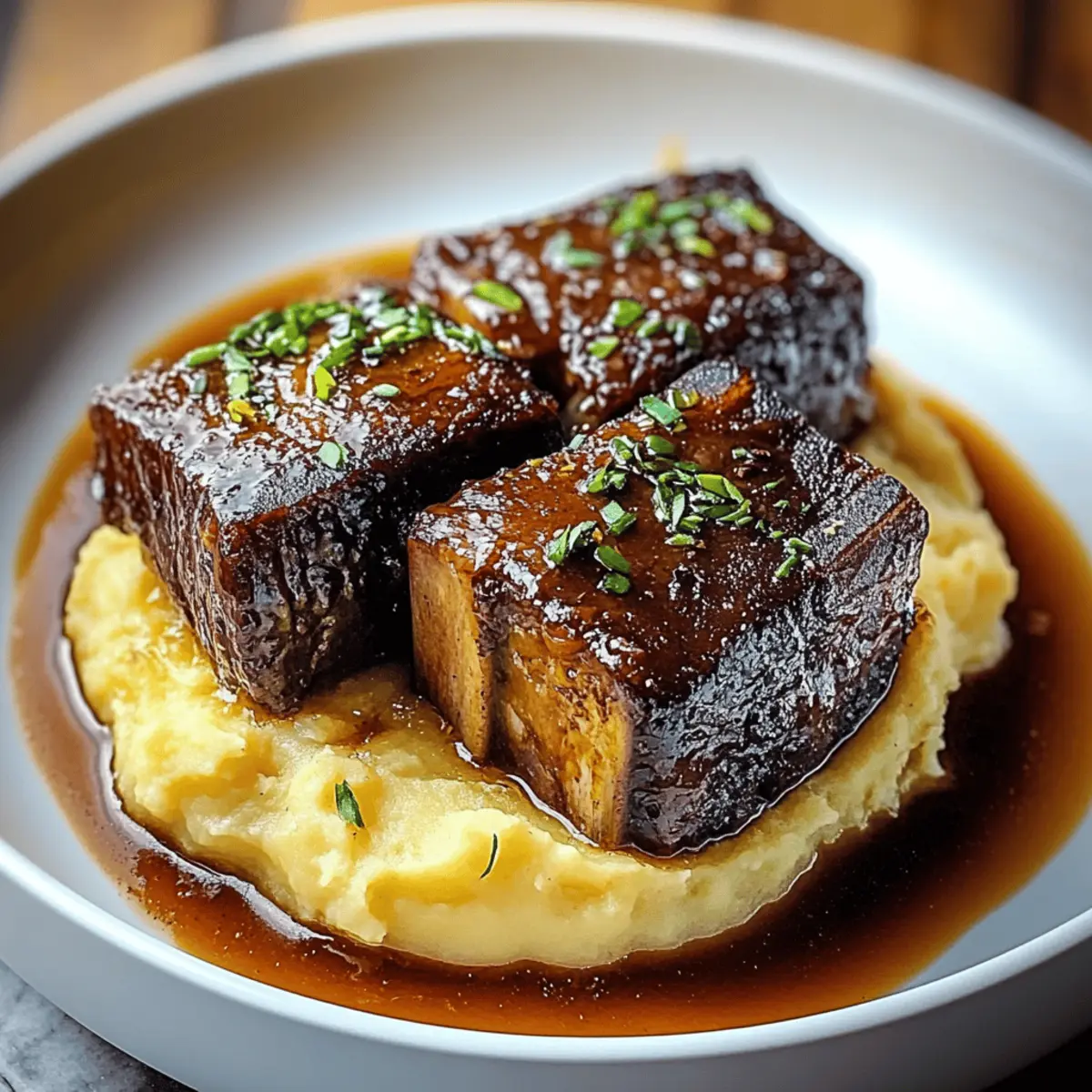 Tender Braised Short Ribs with Garlic Mashed Potatoes