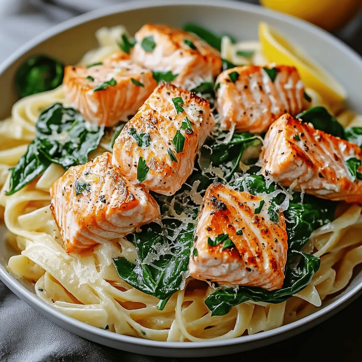 Lemon-Infused Salmon Spinach Pasta