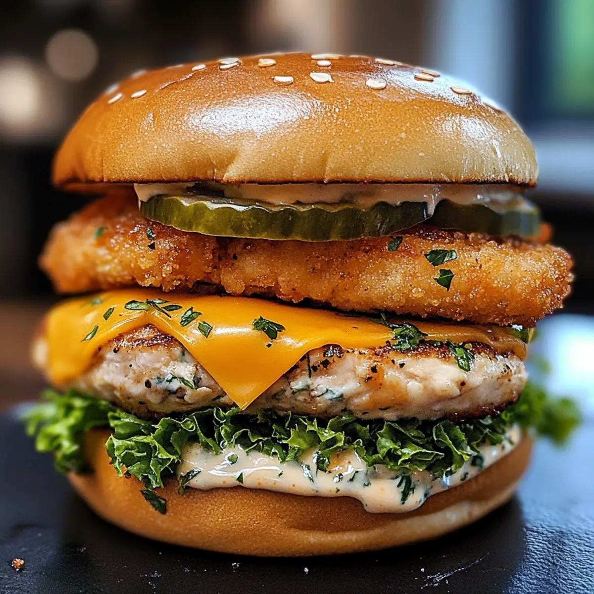 Cheddar Ranch Chicken Burgers