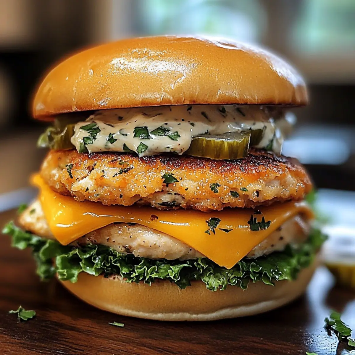 Cheddar Ranch Chicken Burgers