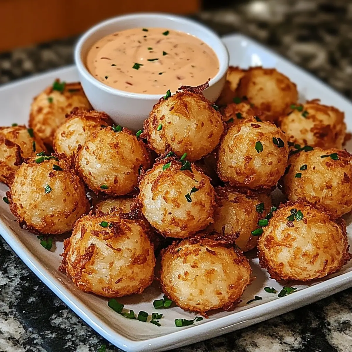 Crispy Deep Fried Onion Balls with Cajun Ranch Sauce