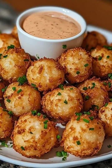 Crispy Deep Fried Onion Balls with Cajun Ranch Sauce