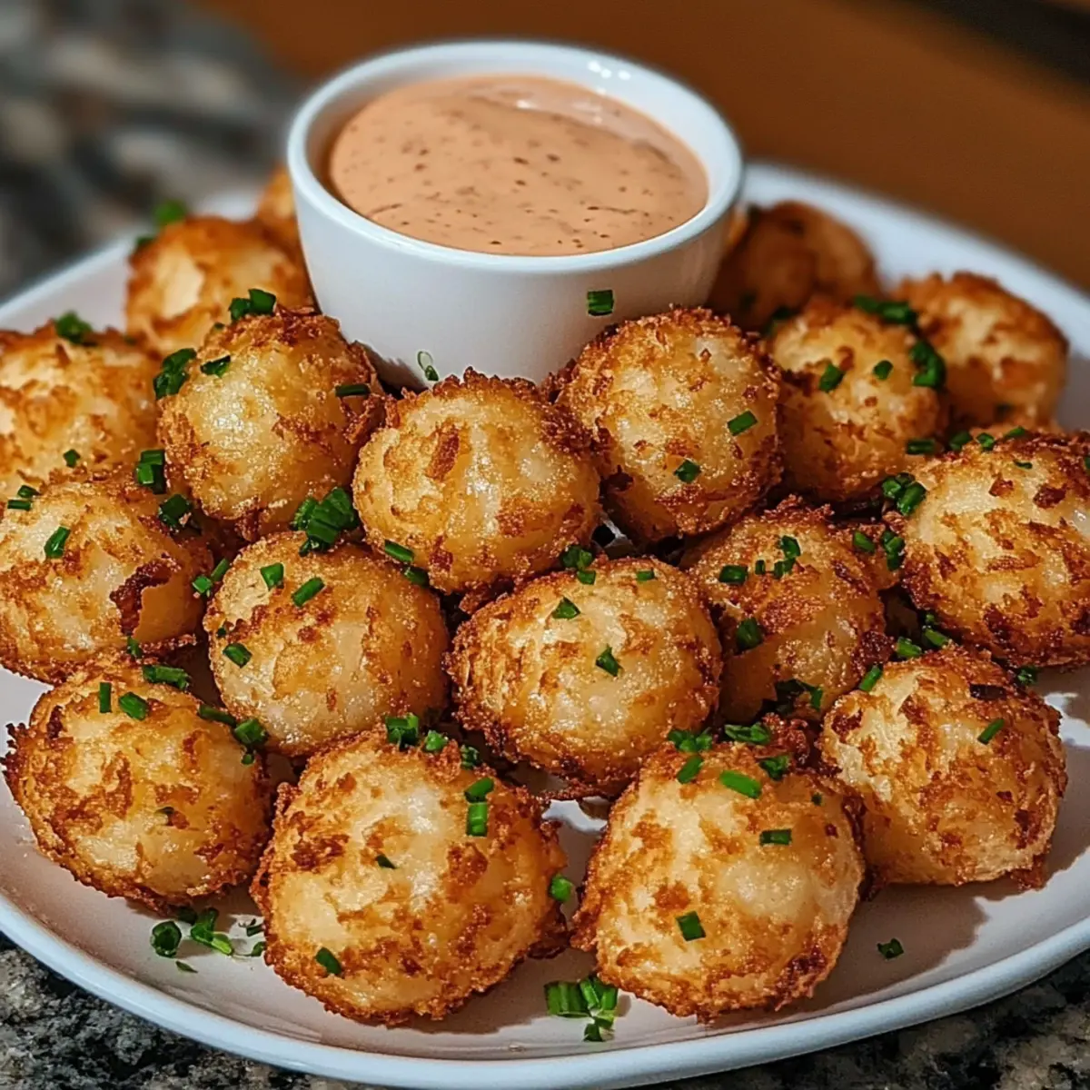 Crispy Deep Fried Onion Balls with Cajun Ranch Sauce