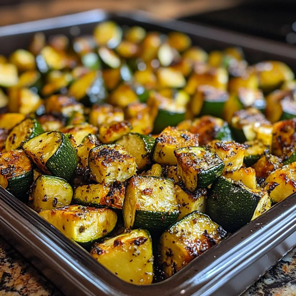 Crispy Oven Roasted Zucchini Chunks