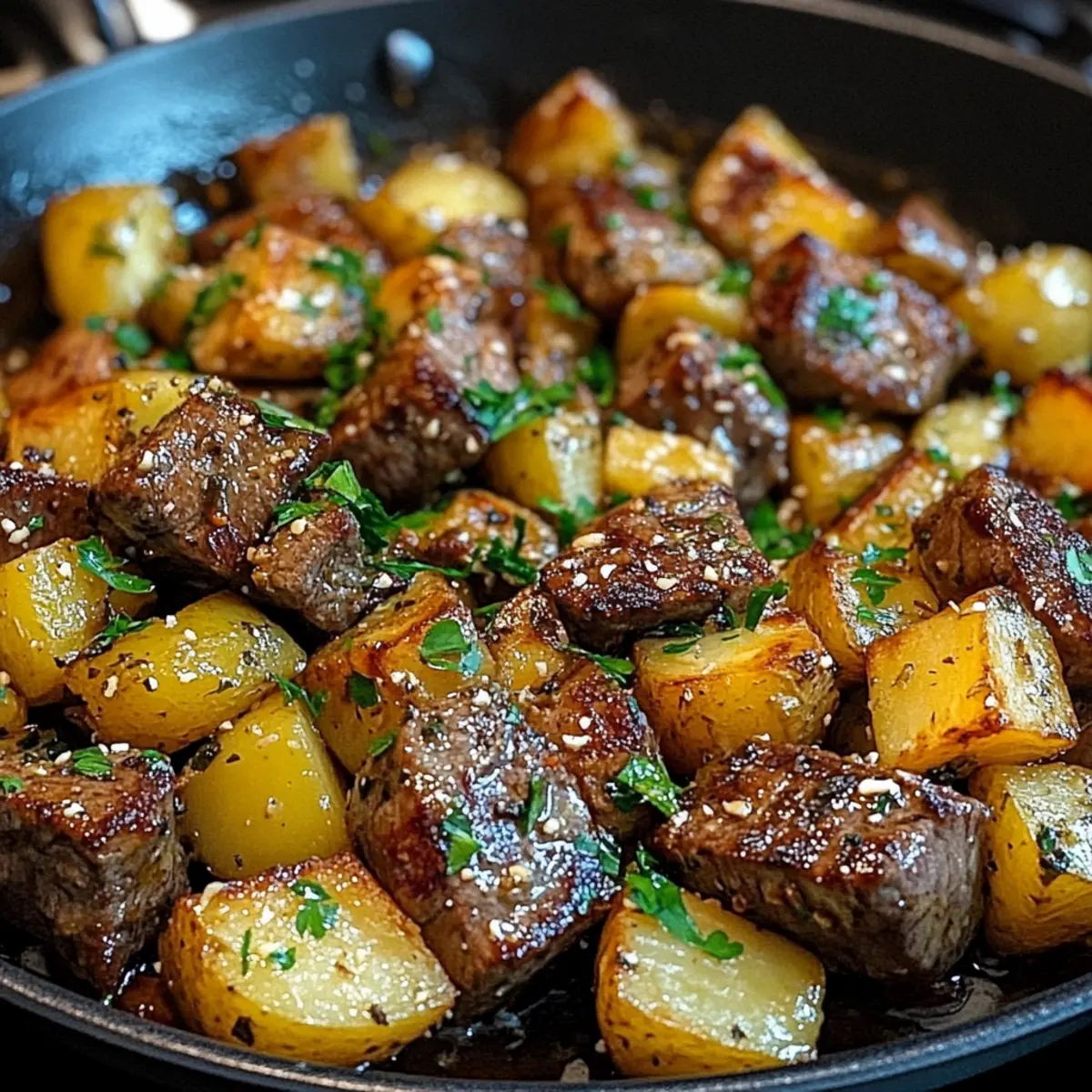 Garlic Butter Steak and Potatoes Skillet