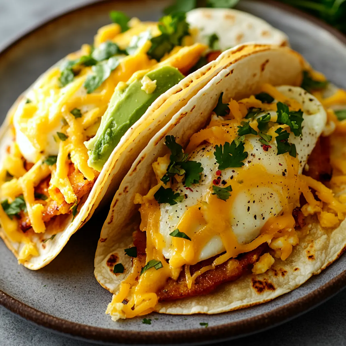 Cheesy Breakfast Egg Tacos