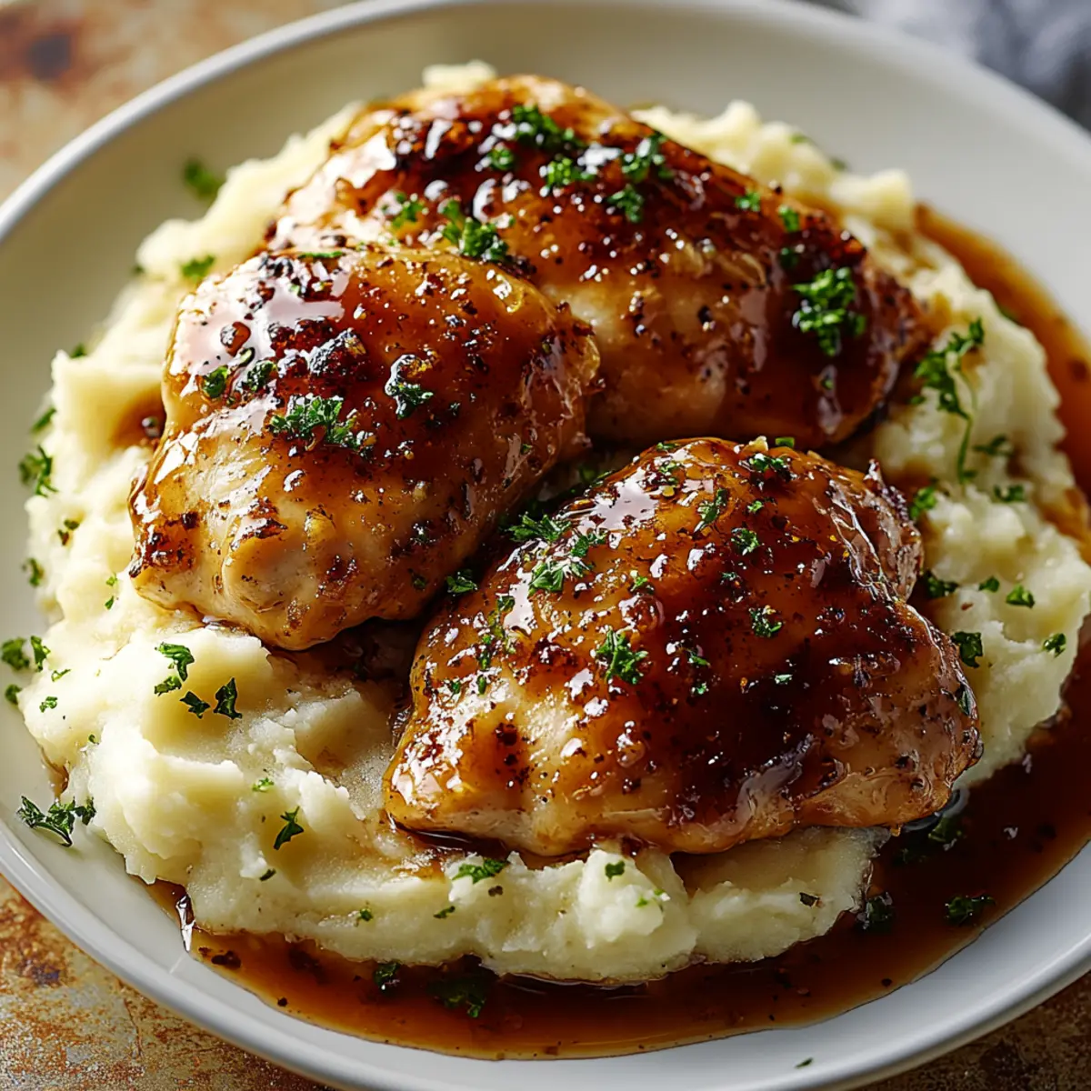 Honey Garlic Chicken with Mashed Potatoes
