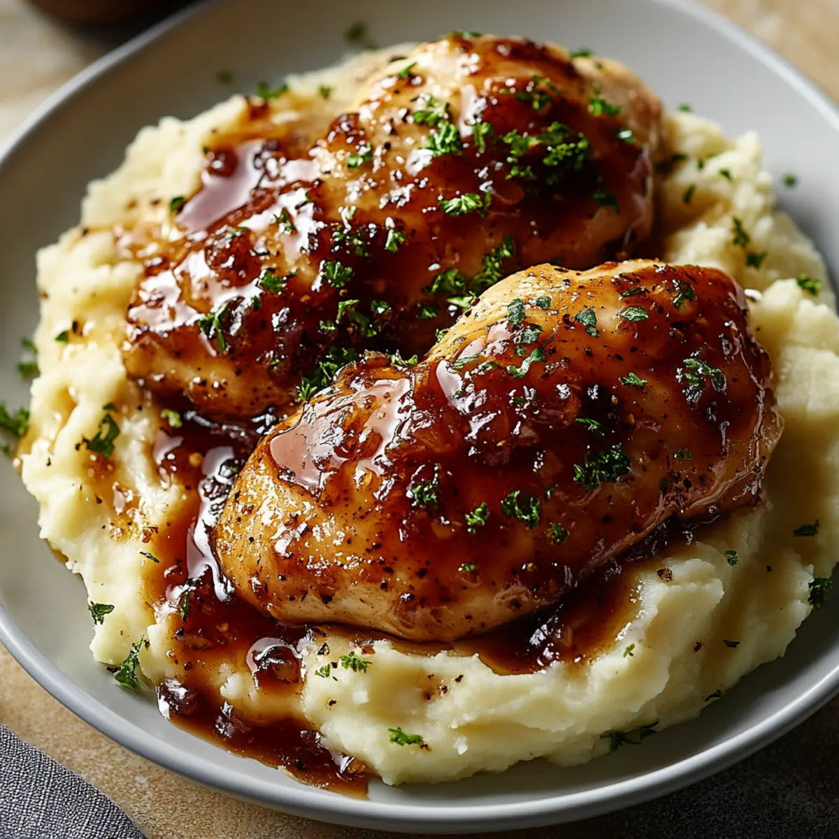 Honey Garlic Chicken with Mashed Potatoes