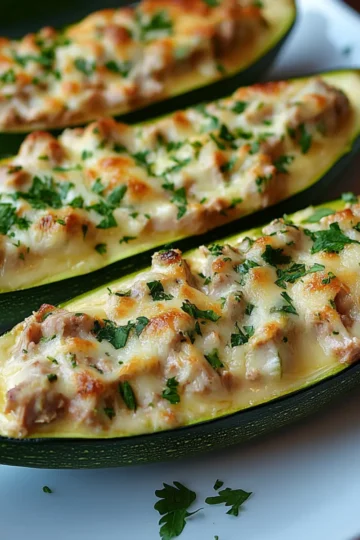 Low-Carb Tuna Melt Zucchini Boats