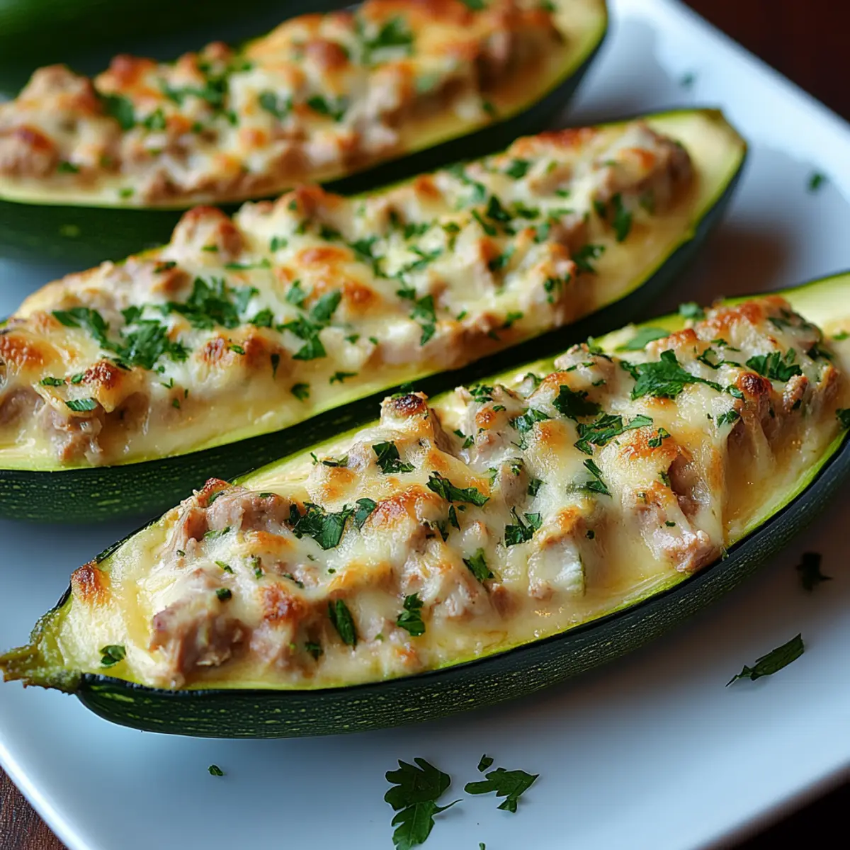 Low-Carb Tuna Melt Zucchini Boats