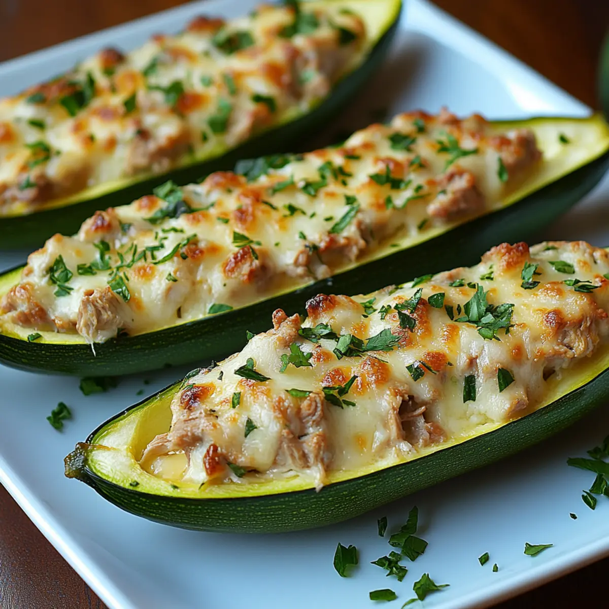 Low-Carb Tuna Melt Zucchini Boats